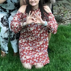 Burnt orange floral dress!